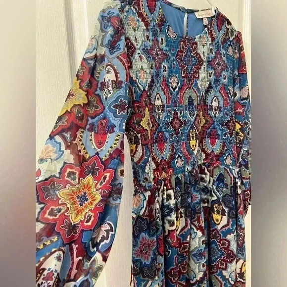 Harlow & Rose Dress Women’s Size Medium Smocked Modest Prairie Boho Peasant - Picture 3 of 12